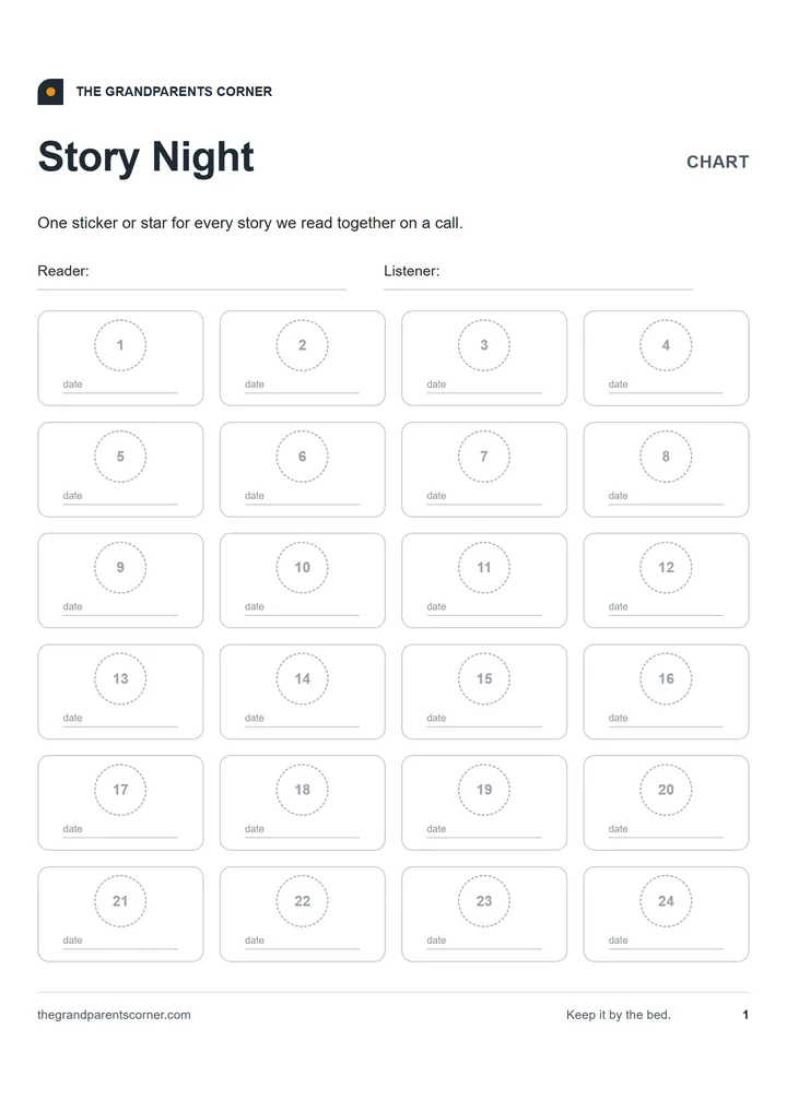 Preview of the Story Night printable