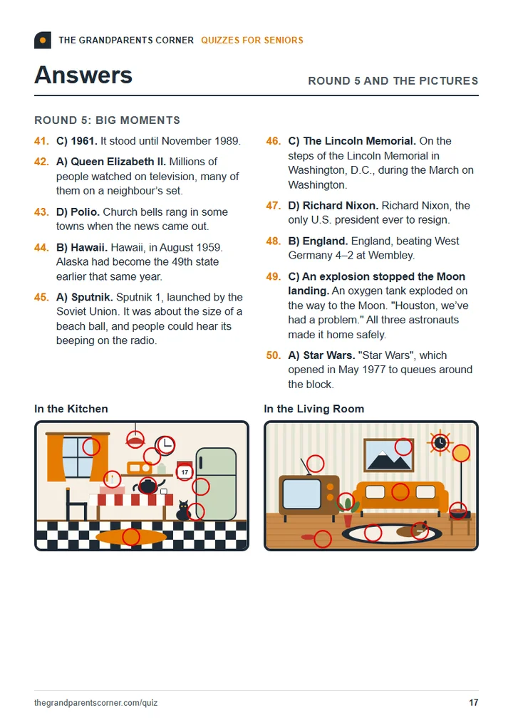 Preview of the trivia pack: Answers and a score sheet