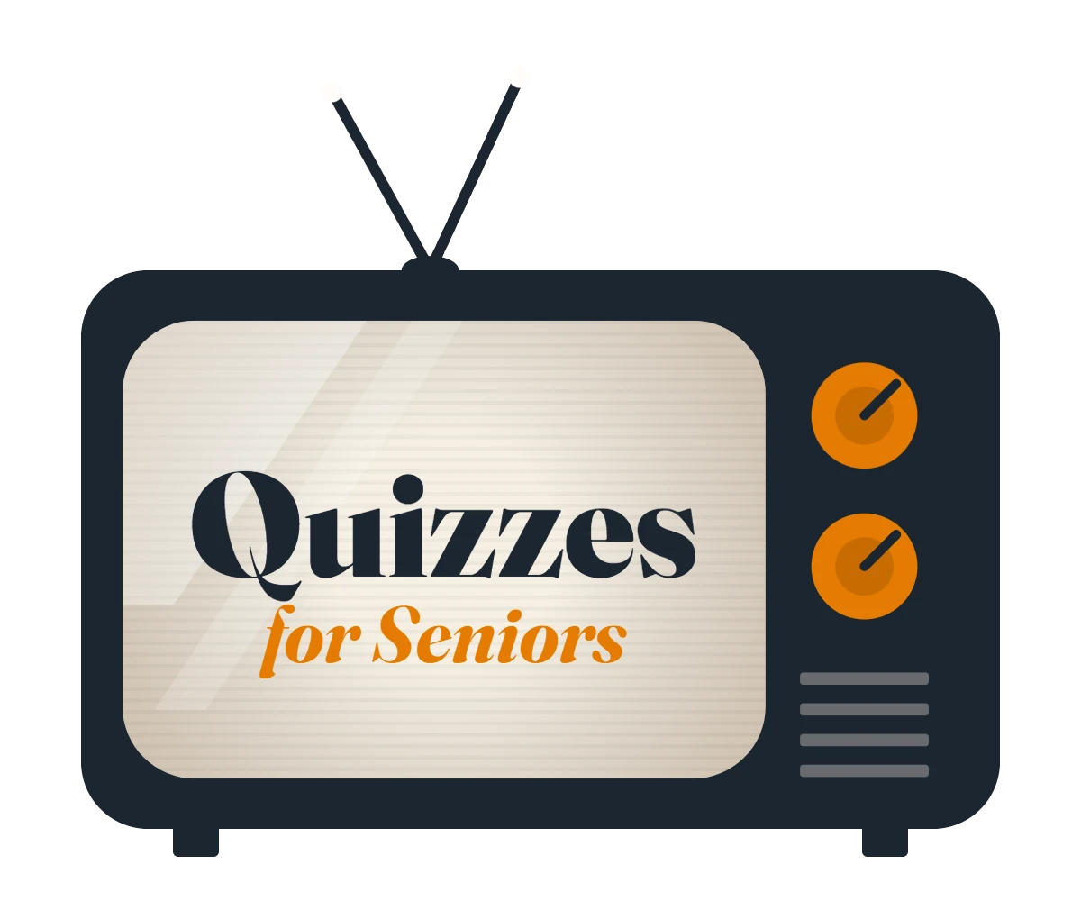 An old television set showing the words Quizzes for Seniors