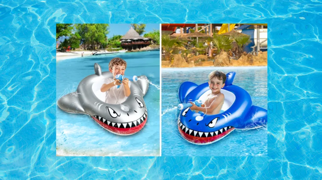 shark pool floats with water squirt gun