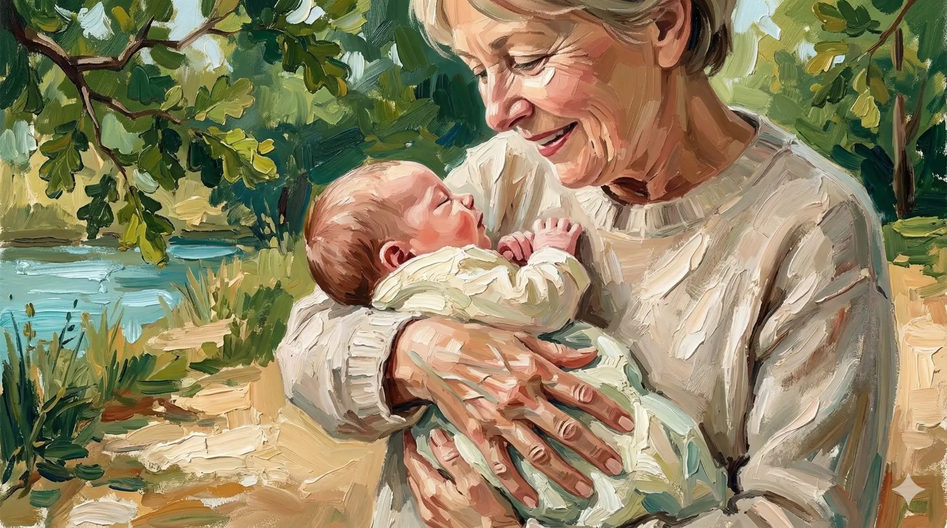 Grandmother holding a baby